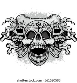 ace of spades with skull, grunge vintage design t shirts