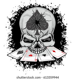 ace of spades with skull, grunge vintage design t shirts