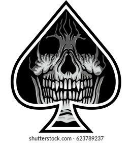 ace of spades with skull grunge vintage design t shirts
