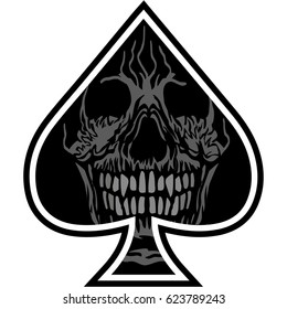 ace of spades with skull grunge vintage design t shirts

