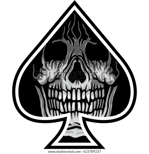 Ace Spades Skull Grunge Vintage Design Stock Vector (Royalty Free ...