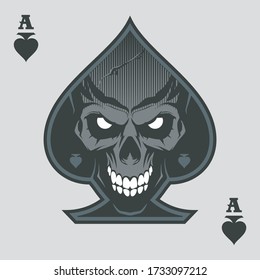 Ace of Spades with Skull Playing Card Emblem