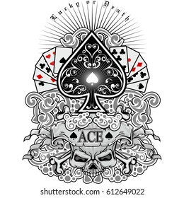 ace of spades with skull, vintage design t shirts