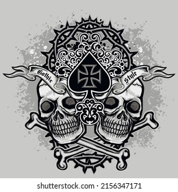 ace of spades with skulls , grunge vintage design t shirts
