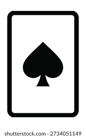 Ace of spades vector icon. Casino playing card symbol. Gambling luck sign. Poker suit silhouette. Betting game design.