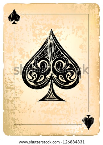 Ace of spades. Vintage style with dirty grunge elements.