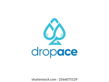 ace of spades with water drop logo combination. casino, poker, plumbing symbol vector design