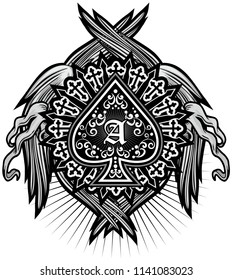 ace of spades with wings