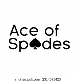 Ace of spades word design with spade symbol on letter A.