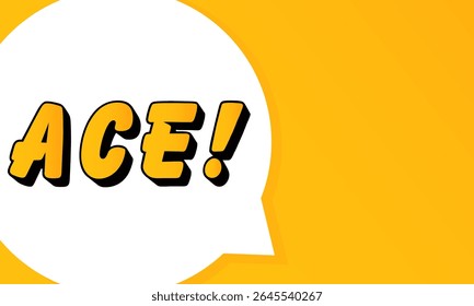 Bolha de fala ACE. Contorno arrojado, forma de estilo cômico, fundo vibrante, elemento de diálogo, comunicação visual, layout de anúncio, realce de mensagem, modelo para interação.