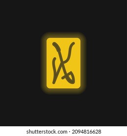 Ace Of Swords yellow glowing neon icon