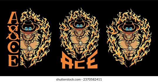 ace T-shirt design vector ilustration anime