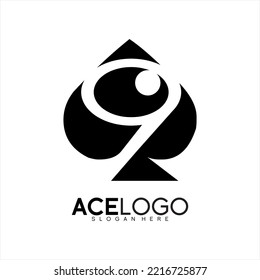 Ace vector logo design with number nine and eye concept.