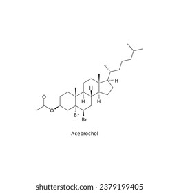 Acebrochol flat skeletal molecular structure Neurosteroid drug used in Sedation (Hypnotic, sedative agent) treatment. Vector illustration scientific diagram.