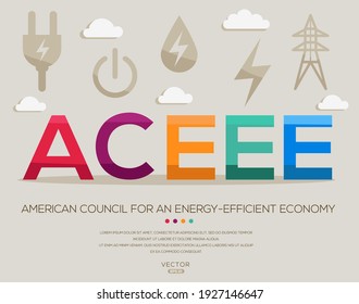 ACEEE mean (American Council for an Energy) Energy acronyms ,letters and icons ,Vector illustration.
