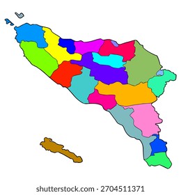 Aceh-Karte, handgezeichnete, einzelne Vektorgrafik