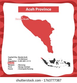 Aceh Province Indonesia Country Map Flat Design