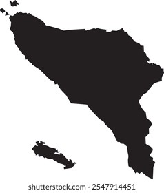 Aceh Province in Indonesia vector map silhouette, isolated on white background. High detailed silhouette illustration. 34 Province in Indonesia