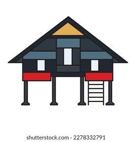 aceh traditional house with flat design style