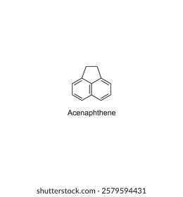 Acenaphthene skeletal structure.Polycyclic Aromatic Hydrocarbon compound schematic illustration. Simple diagram, chemical structure.