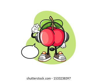 Acerola costumer cervices mascot design vector. Cartoon character illustration for business, t shirt, sticker.