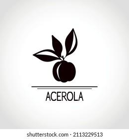 Acerola. An evergreen shrub. Silhouette. Logo, icon, emblem.