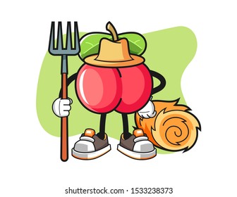 Acerola farmer mascot design vector. Cartoon character illustration for business, t shirt, sticker.