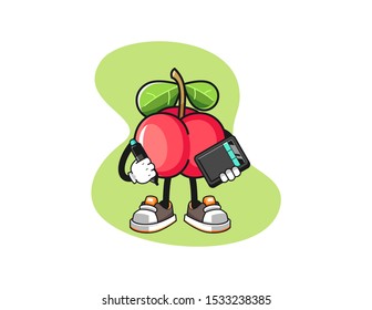 Acerola graphic designer mascot design vector. Cartoon character illustration for business, t shirt, sticker.