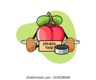 Acerola homeless mascot design vector. Cartoon character illustration for business, t shirt, sticker.