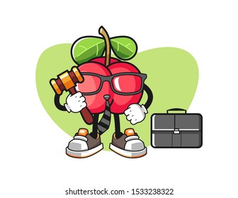 Acerola lawyer mascot design vector. Cartoon character illustration for business, t shirt, sticker.