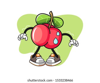 Acerola scare mascot design vector. Cartoon character illustration for business, t shirt, sticker.