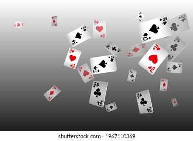 Aces falling  on transparent background. The concept of winning or gambling. Poker and card games. 