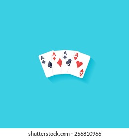 Aces flat icon. Modern flat icons vector collection with long shadow effect in stylish colors of web design objects. Trendy Flat Style. Isolated on blue background. Flat design. EPS 10.