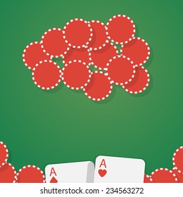 Aces and gambling chips