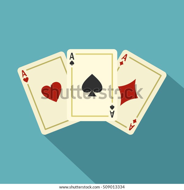 Aces\
playing cards icon. Flat illustration of aces playing cards vector\
icon for web isolated on baby blue\
background