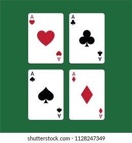 Aces Playing Cards. Set of vector poker blackjack aces.