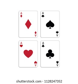 Aces Playing Cards. Set of vector poker blackjack aces.