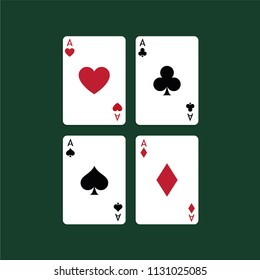 Aces Playing Cards. Set of vector poker blackjack aces.