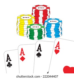 Aces poker and chips