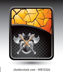 aces and shield on gold cracked background
