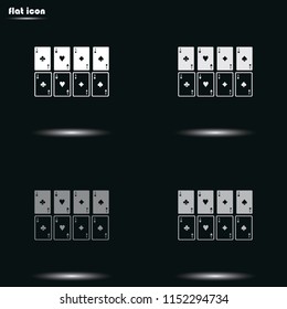 Aces of spades, clubs, diamonds and hearts flat grayscale vector icon.