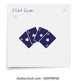 Aces of spades, clubs, diamonds and hearts icon.
