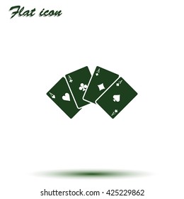 Aces of spades, clubs, diamonds and hearts icon.