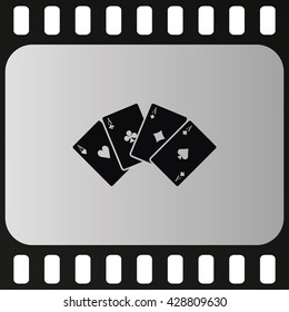 Aces of spades, clubs, diamonds and hearts icon.