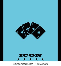 Aces of spades, clubs, diamonds and hearts icon.