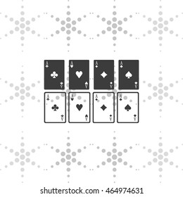 Aces of spades, clubs, diamonds and hearts icon. Flat illustration.