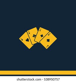 Aces of spades, clubs, diamonds and hearts icon.