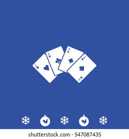 Aces of spades, clubs, diamonds and hearts icon.