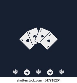 Aces of spades, clubs, diamonds and hearts icon.