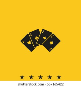 Aces of spades, clubs, diamonds and hearts icon.